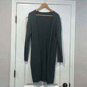 🟣 GREEN MID LENGTH RIBBED CARDIGAN SIZE MEDIUM